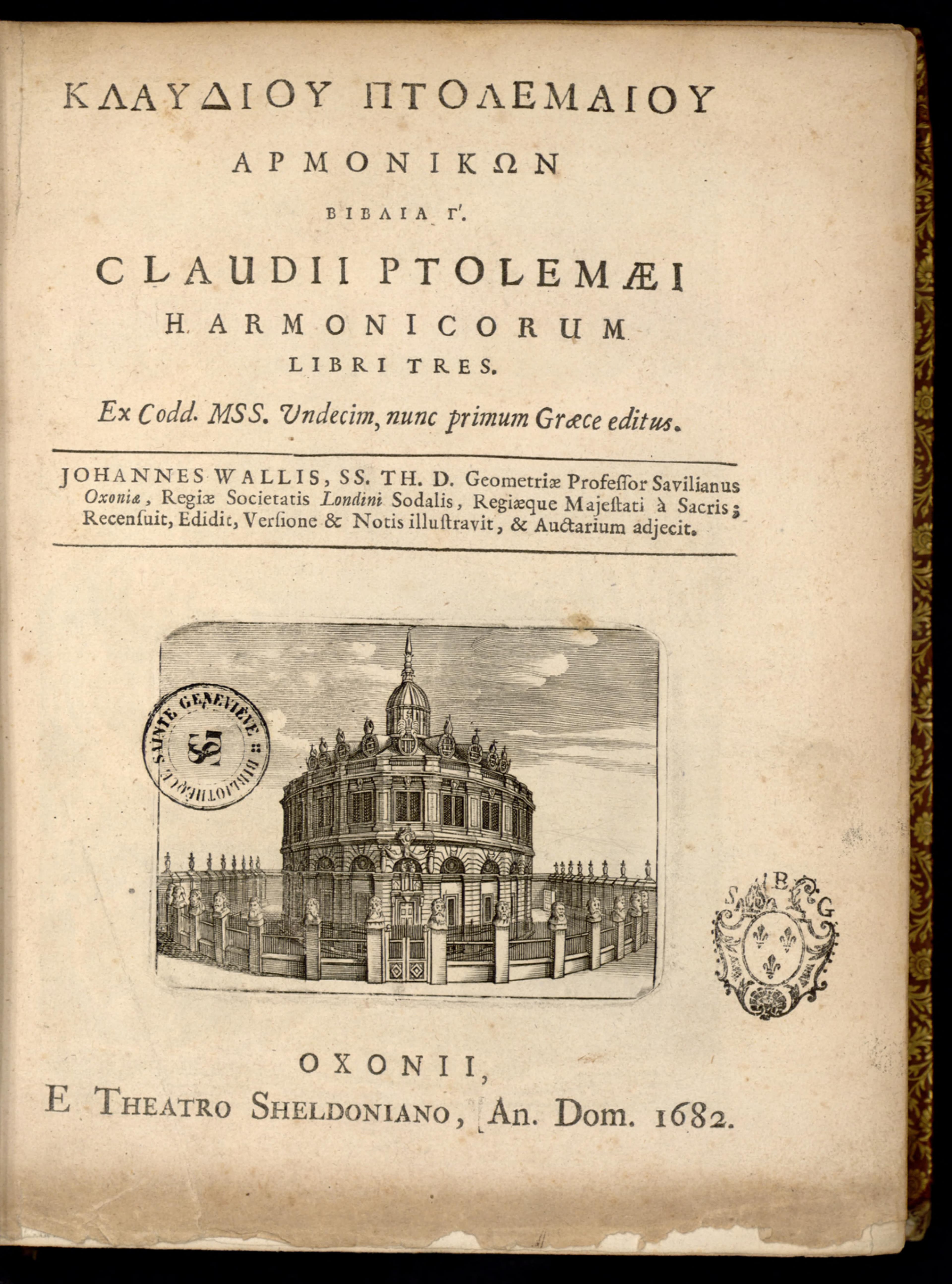 Claudii Ptolemaei Harmonicorum Libri Tres (Wallis 1682)