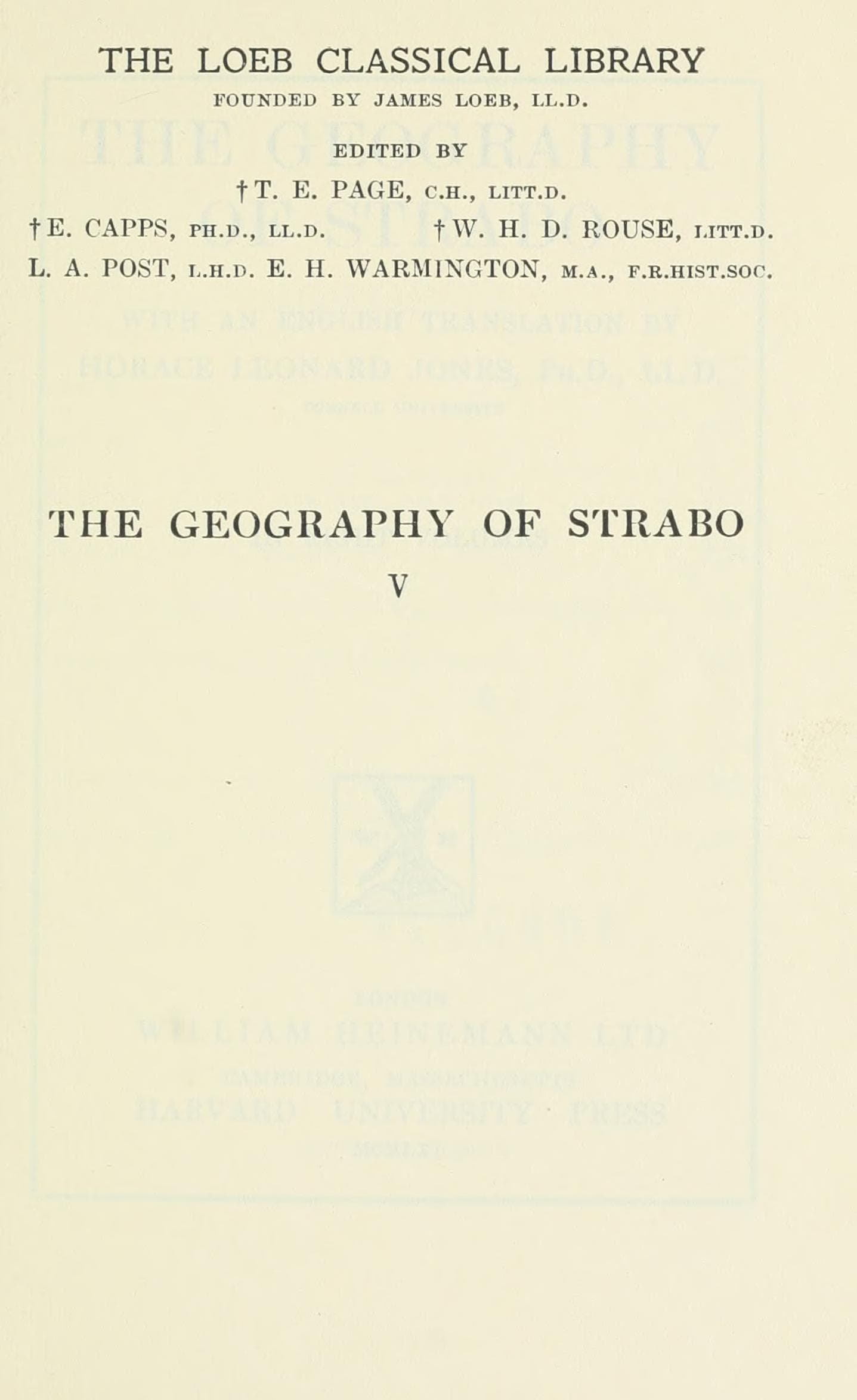 The Geography of Strabo, Vol. V (Loeb, Jones 1917)