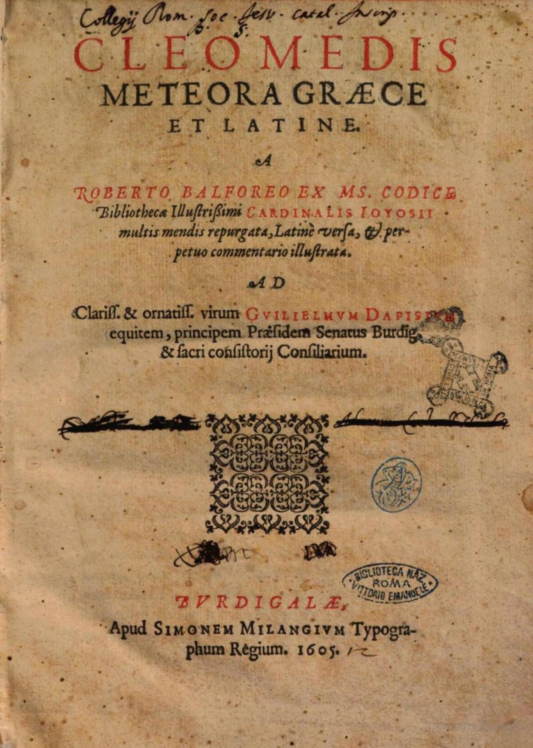 Cleomedis Meteora Graece et Latine (Balfour 1605)