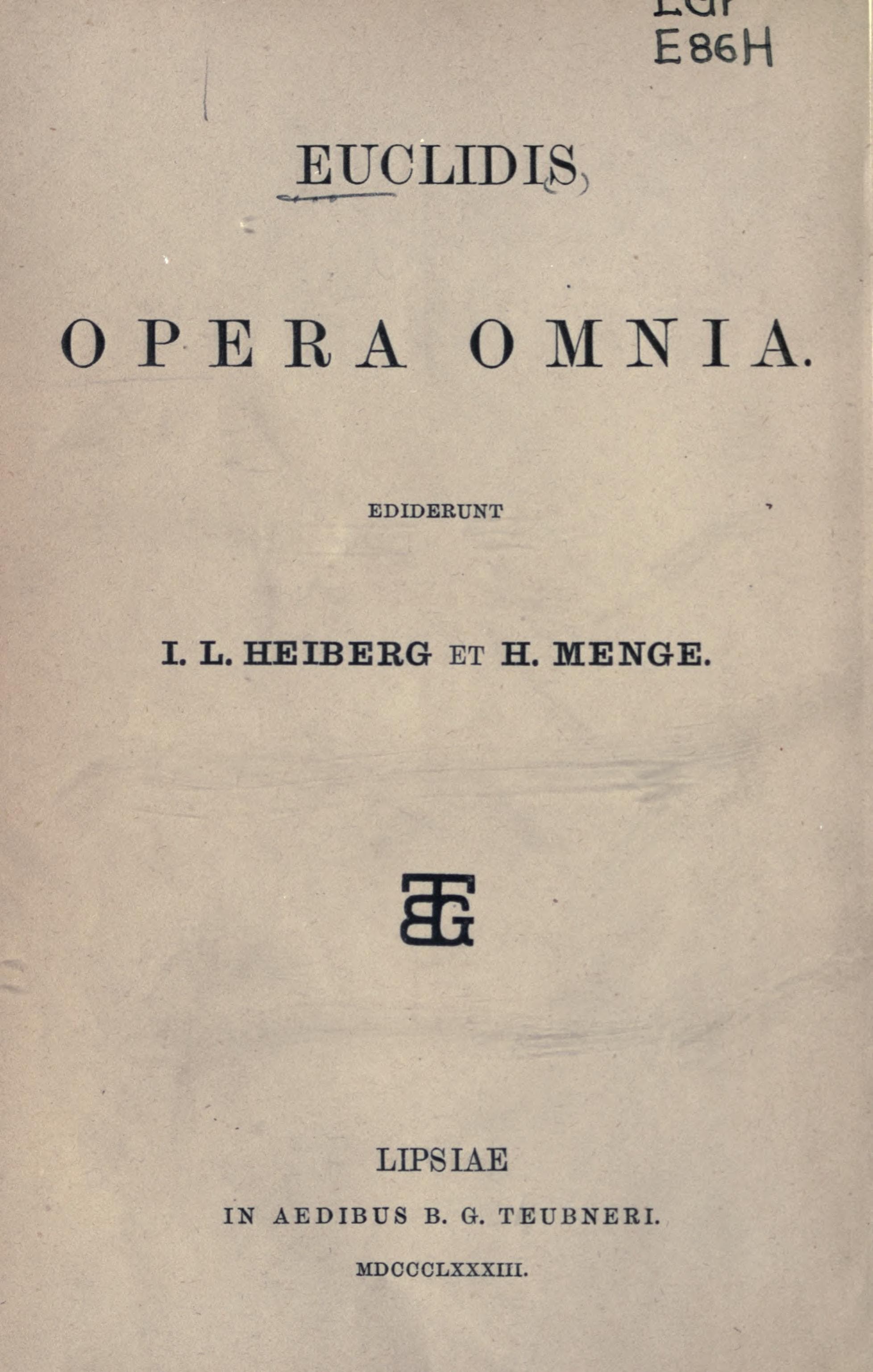 Euclidis Opera Omnia, Vol. 1 (Elementa I-IV)
