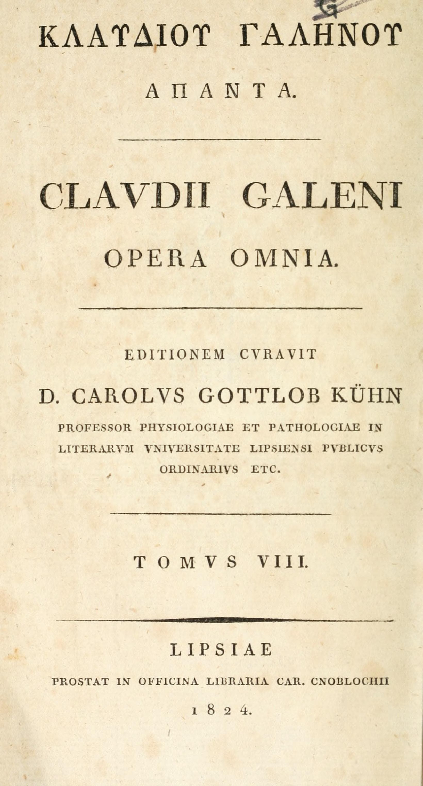 Claudii Galeni Opera Omnia, Vol. 8