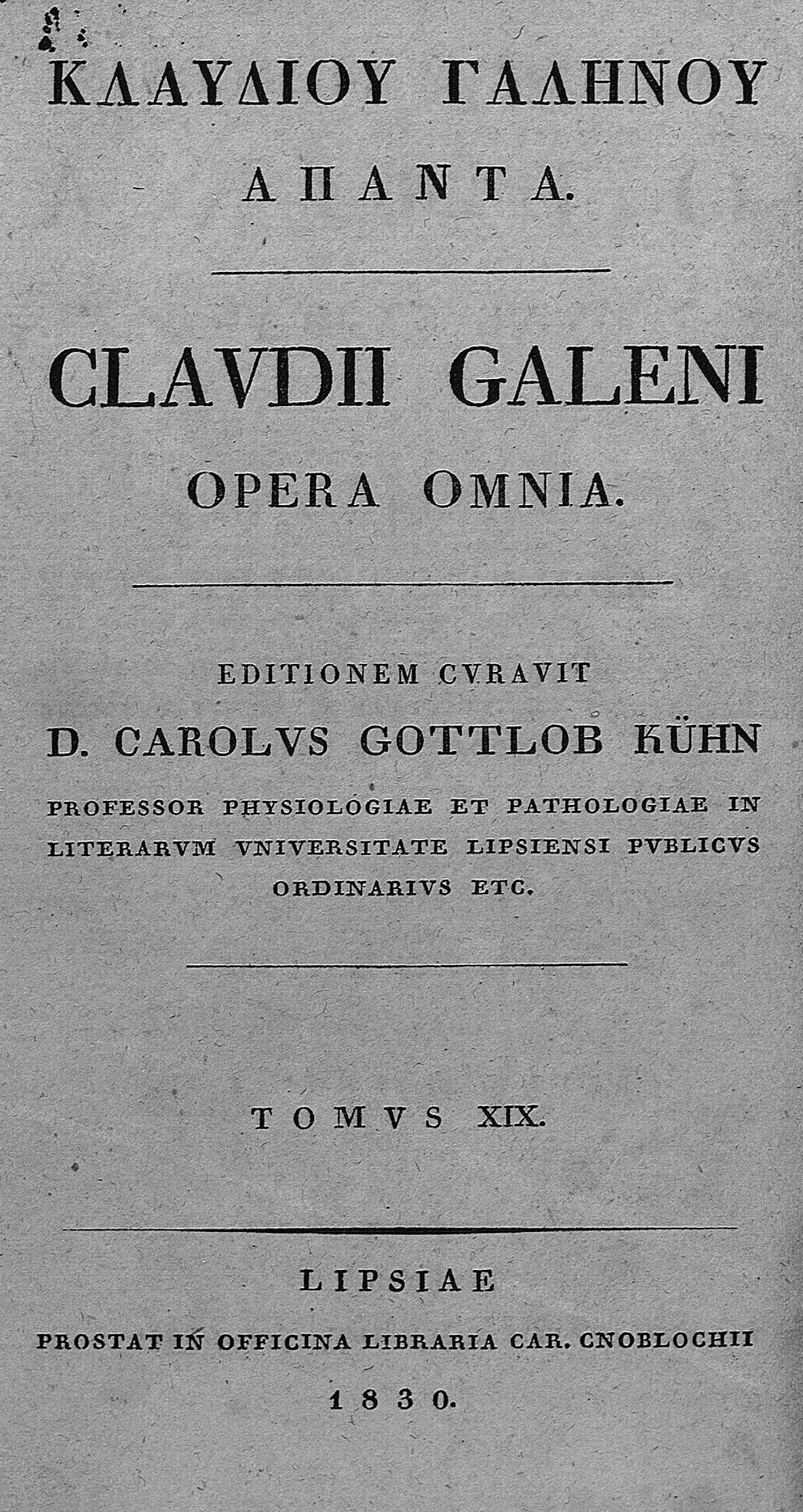 Galeni Opera Omnia, Vol. 19 (BIU Santé)