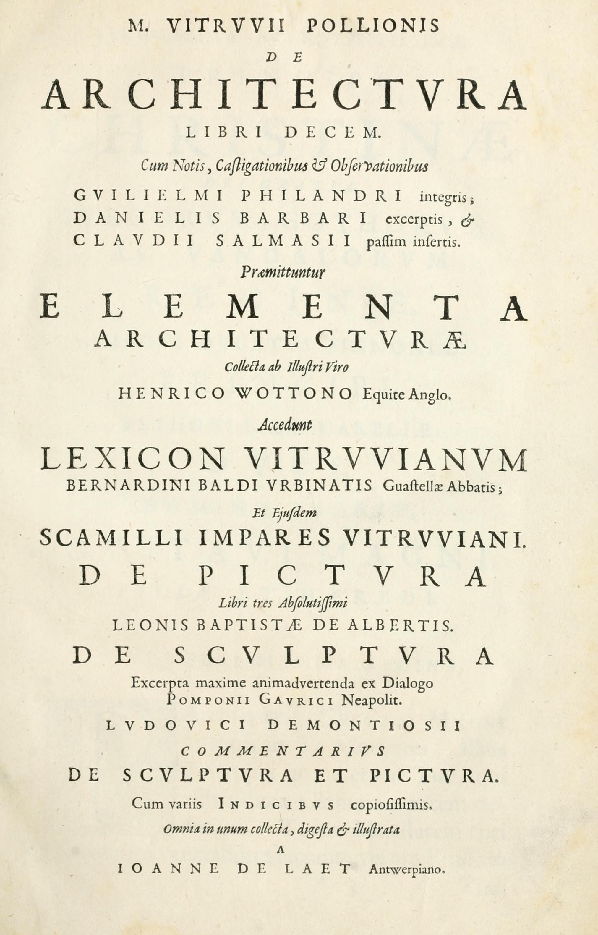 M. Vitruvii Pollionis De Architectura Libri Decem (1649)