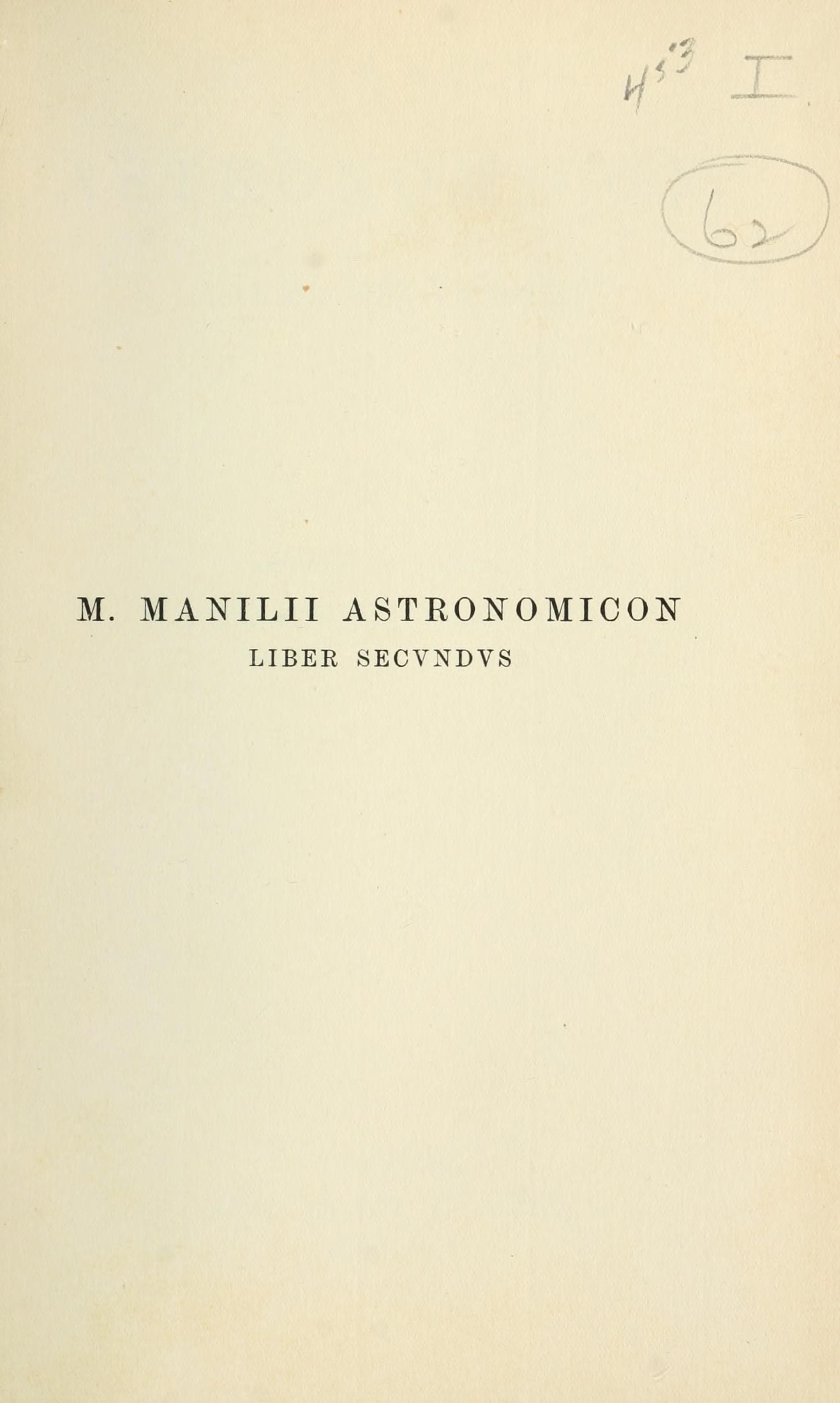 Astronomicon Liber I (Housman 1903)