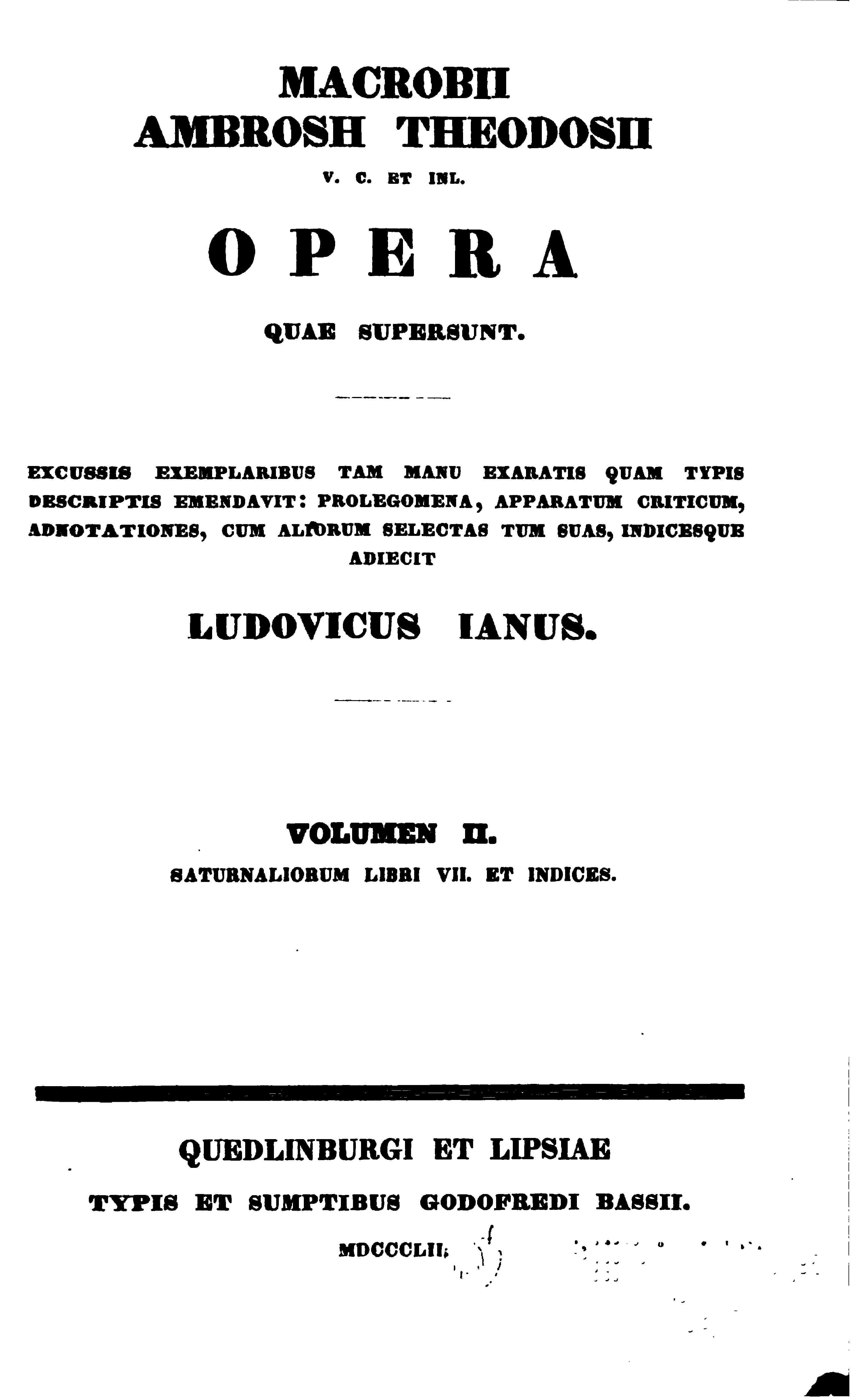Macrobii Opera Quae Supersunt, Vol. 2 (Jan 1848)