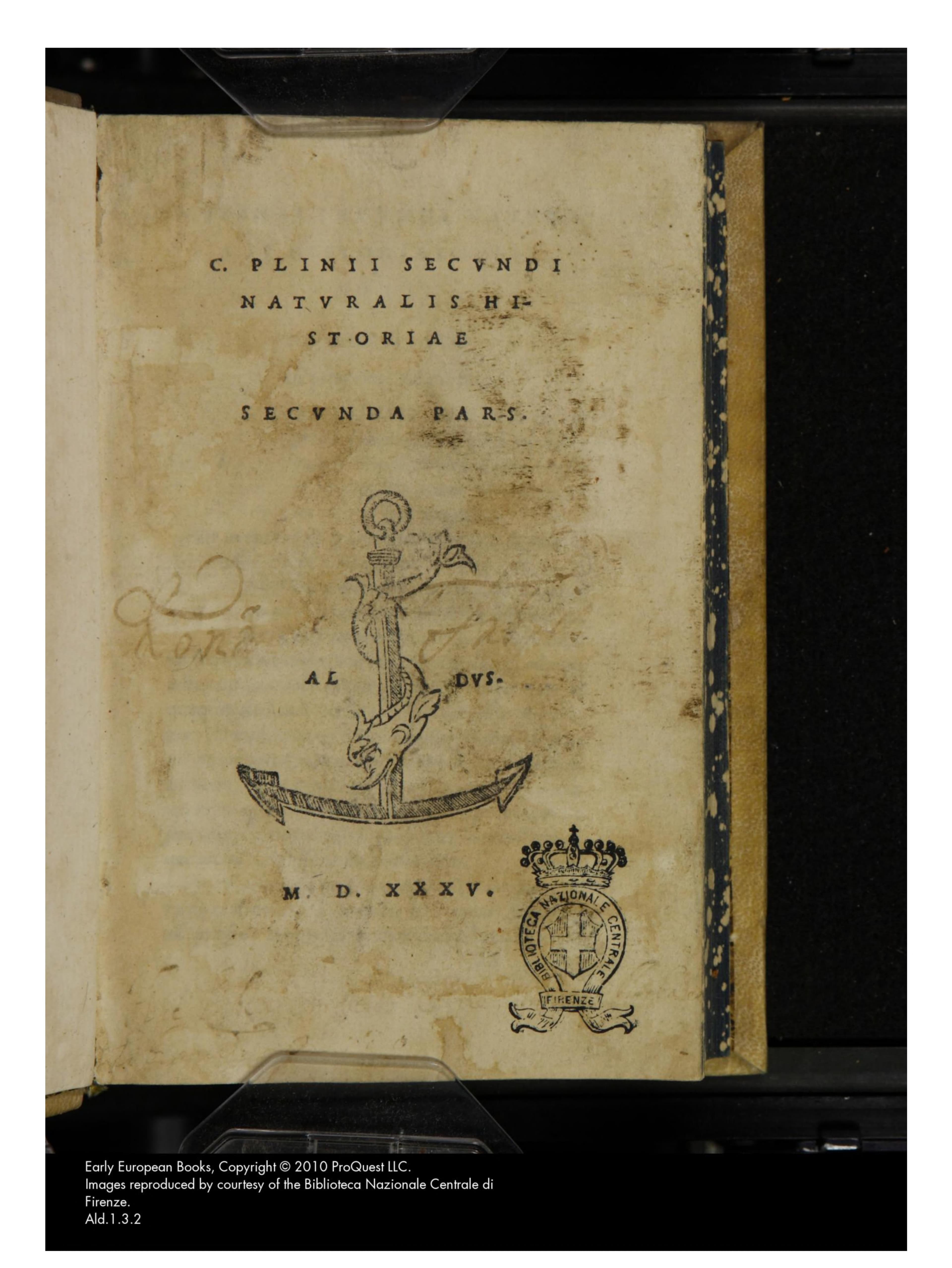 C. Plinii Secundi Naturalis Historiae, Vol. 2 (1535 Aldine)
