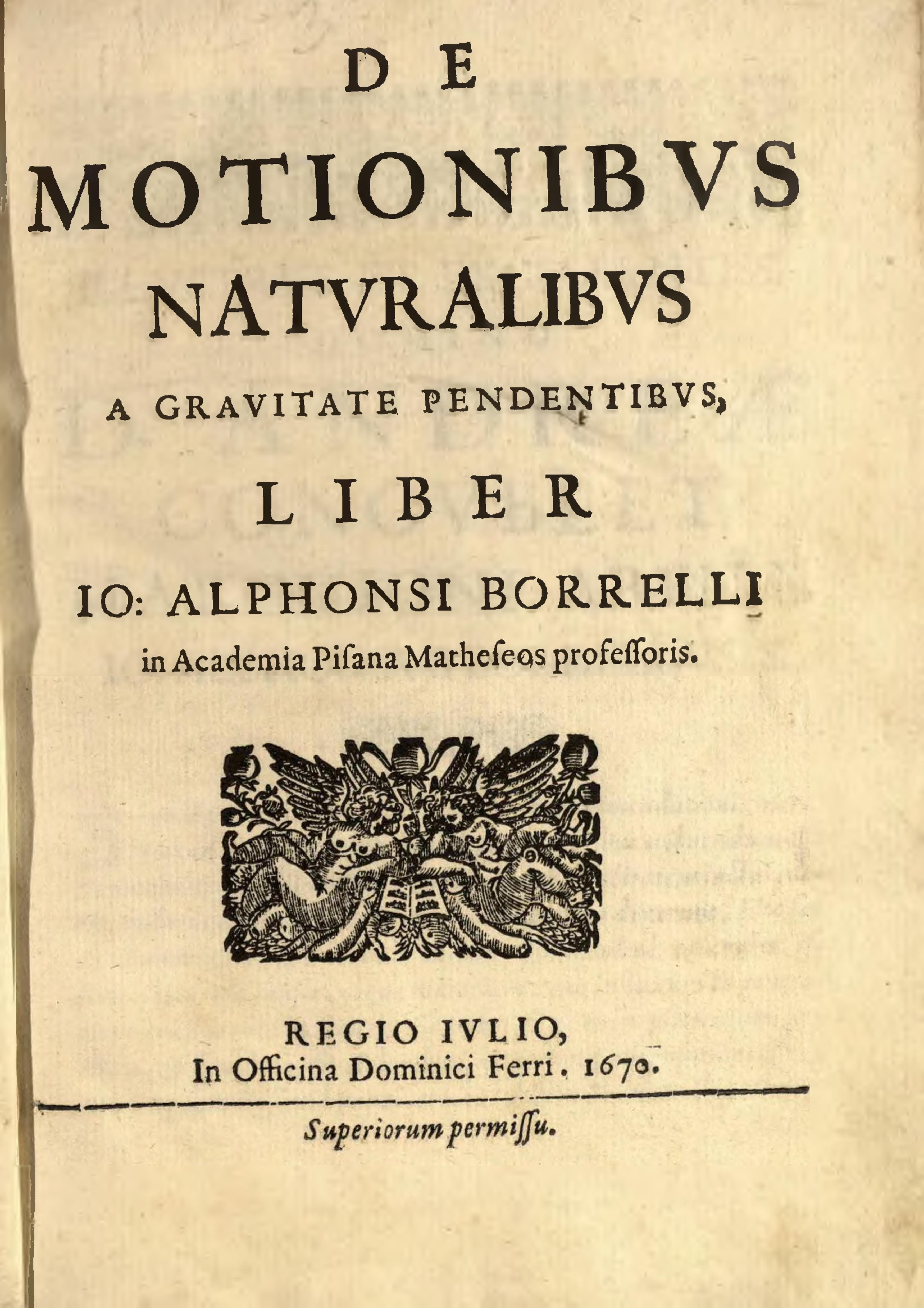 De Motionibus Naturalibus a Gravitate Pendentibus