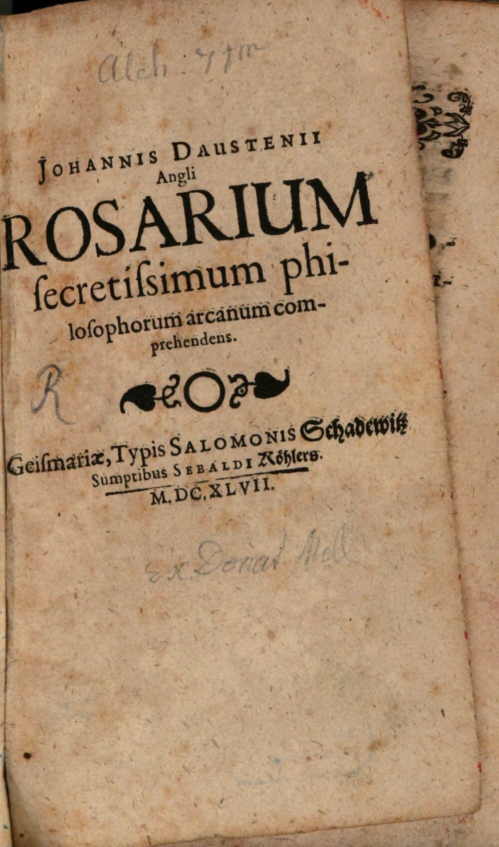Rosarium secretissimum philosophorum arcanum comprehendens