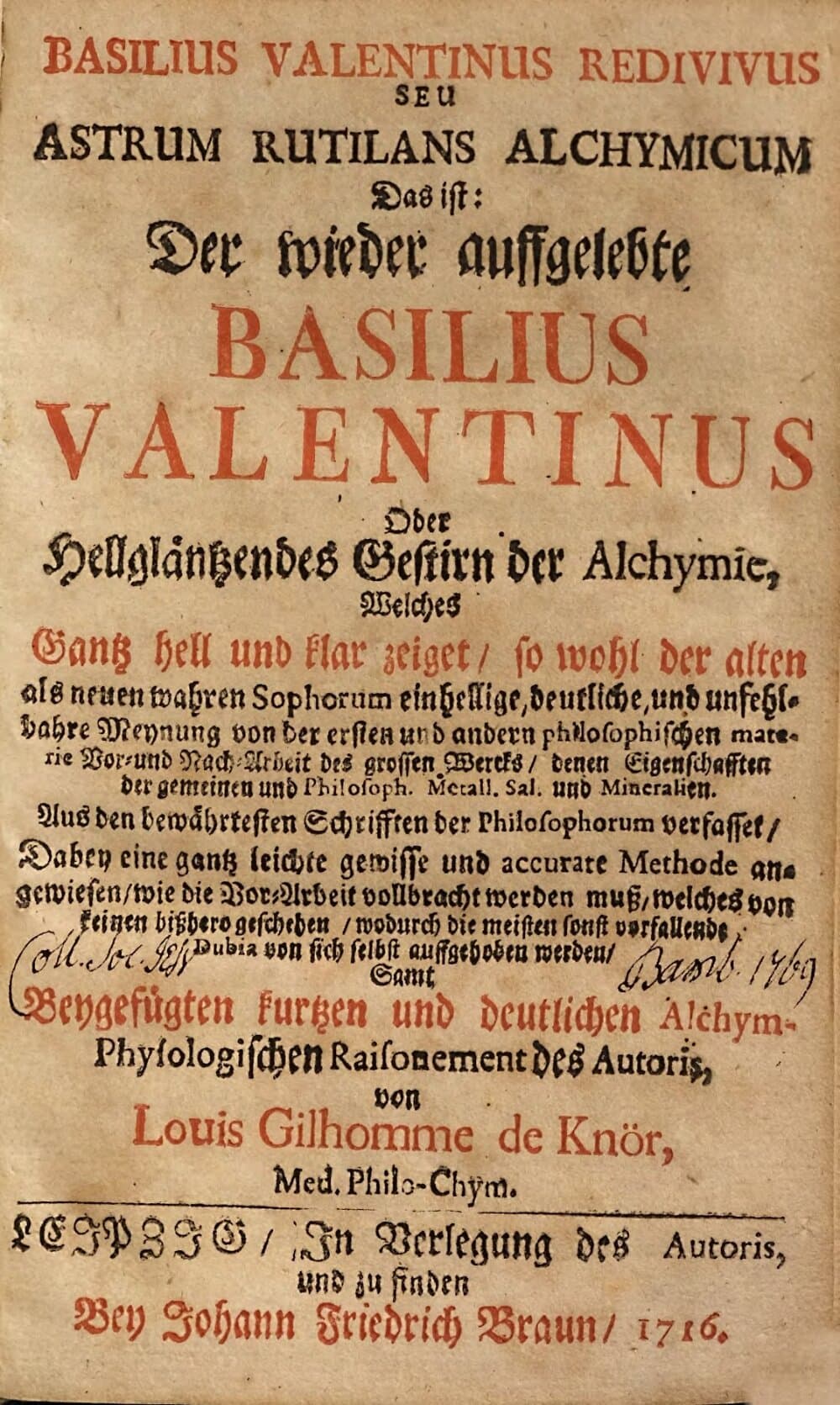 Basilius Valentinus redivivus seu astrum rutilans alchymicum : d. ist: d. wieder auffgelebte Basilius Valentinus oder hellgläntzendes Gestirn d. Alchymie ...