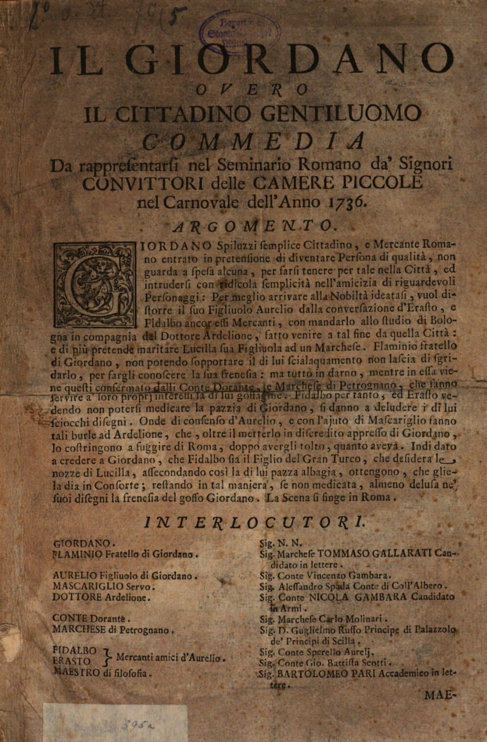 Il Giordano overo il cittadino gentiluomo : commedia