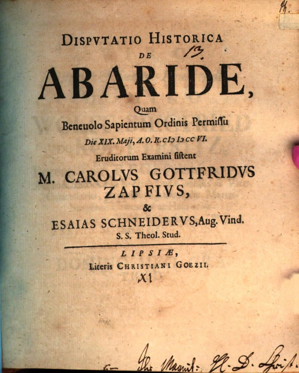 Disp. hist. de Abaride