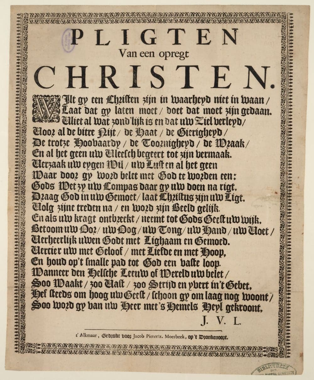 Pligten van een opregt Christen.