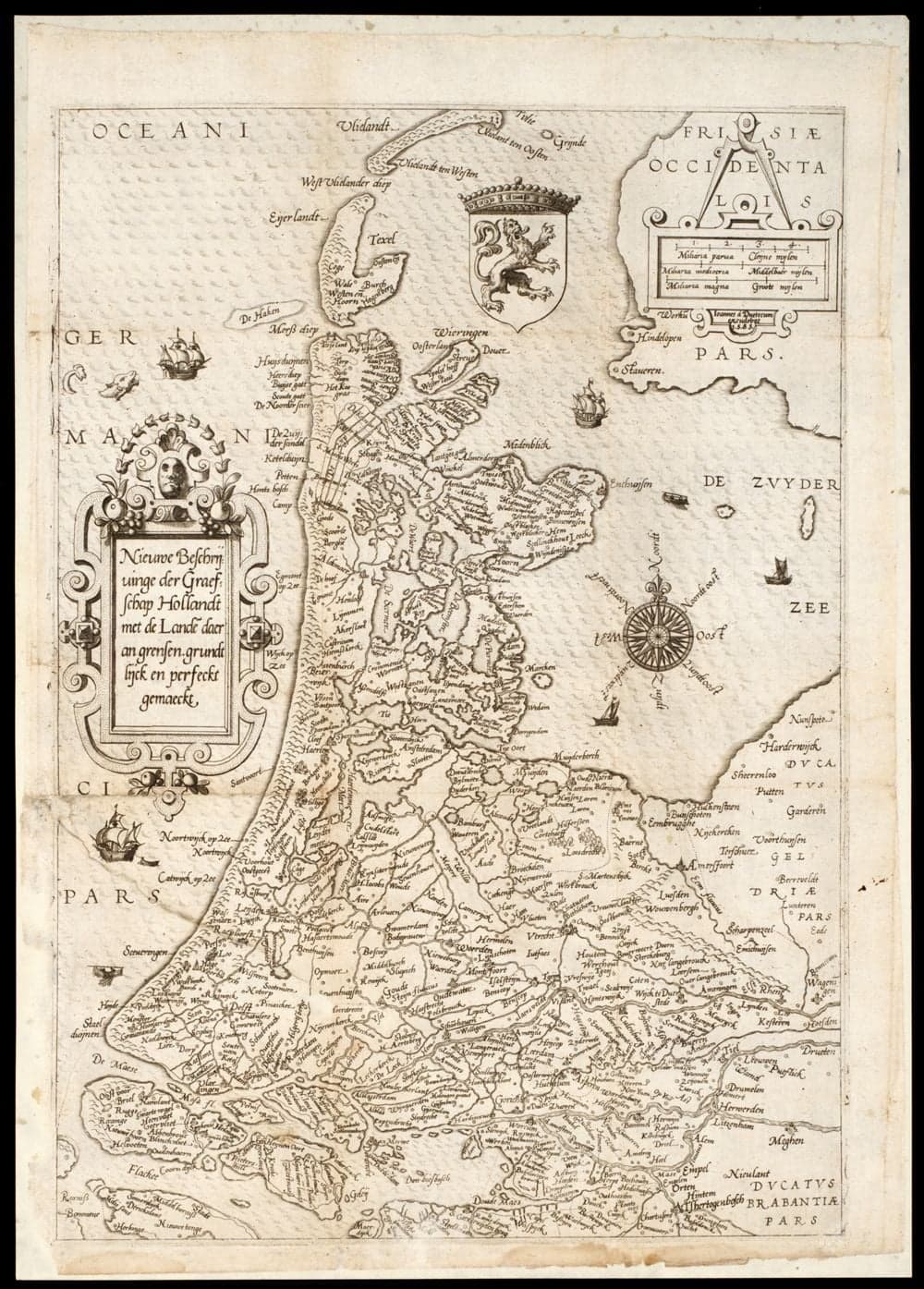 Nieuwe beschrijvinghe der Graefschap Hollandt met de landen daer an grensen /, grundtlijck en perfekt gemaeckt ; Ioannes à Duetecum excudebat.