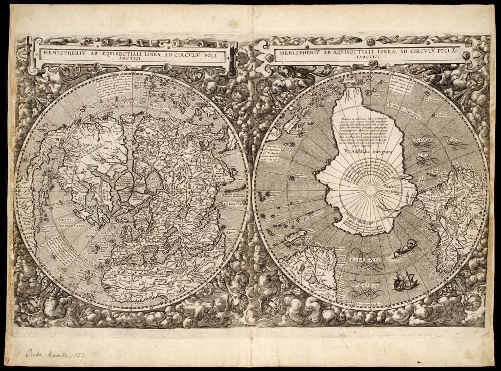 Hemispheriu[m] ab aequinoctiali linea, ad circulu[m] Poli Arctici :, hemispheriu[m] ab aequinoctiali linea, ad circulu[m] Poli A[n]tarctici.