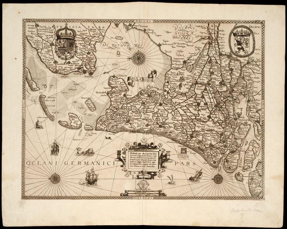 Hollandia quae olim Cattorum sedes fuit nulli regioni fertilitate cedit divitijs abundat ... /, Henricus Florentius van Langren, sculptor 1594.