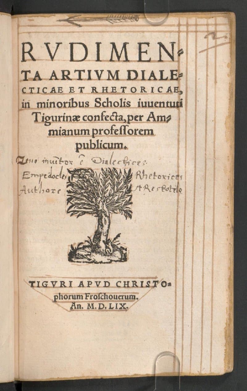 Rudimenta artium dialecticae et rhetoricae : in minoribus scholis iuventuti Tigurinae confecta