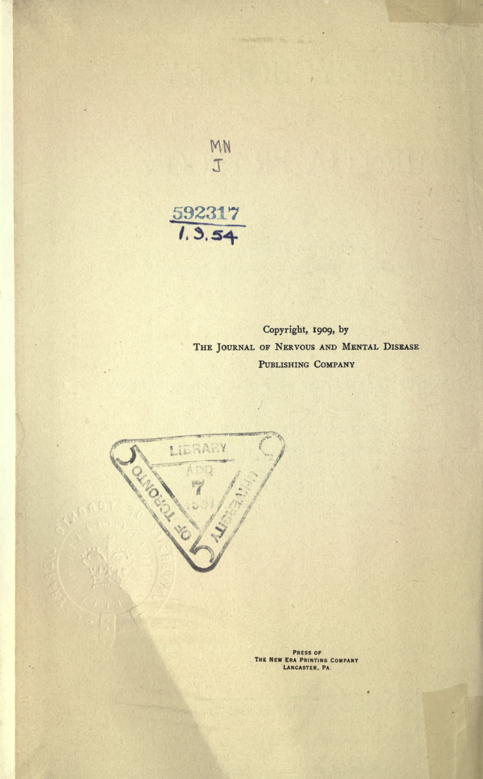 The Psychology of Dementia Praecox