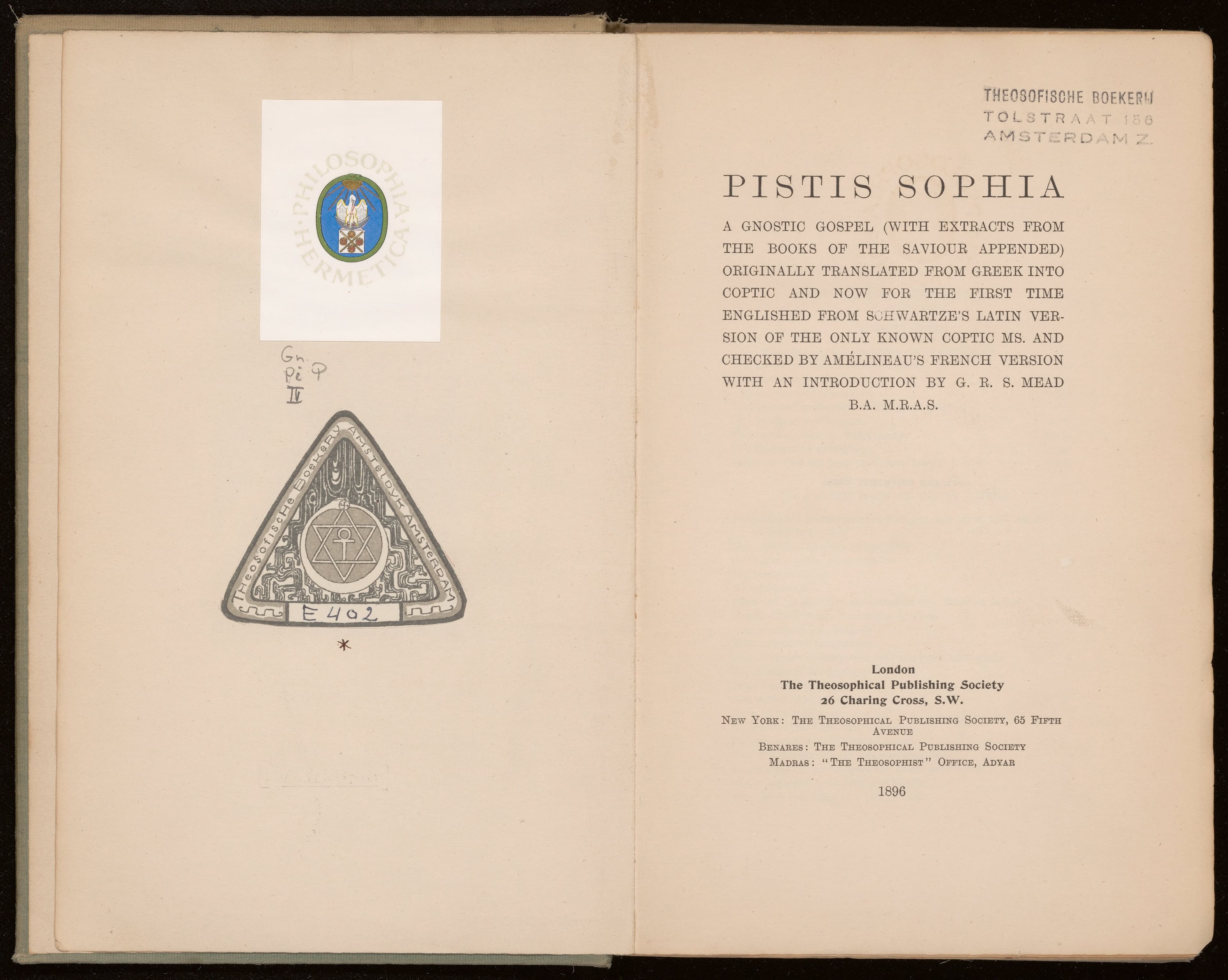 Pistis sophia. A gnostic gospel (with extracts from the books of the saviour appended)