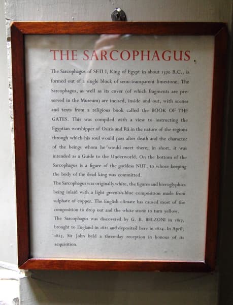 Museum Label for the Sarcophagus of Seti I