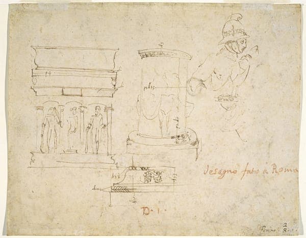 Architectural Details and a Soldier [verso]