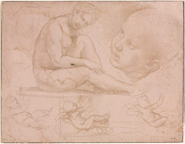 Study of Heads, Mother and Child