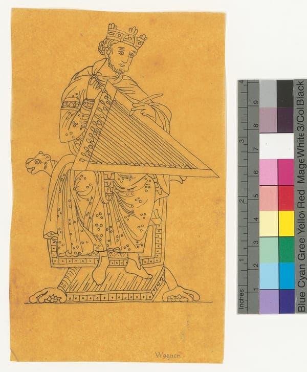 [König David mit Zither beim Dichten der Psalme]