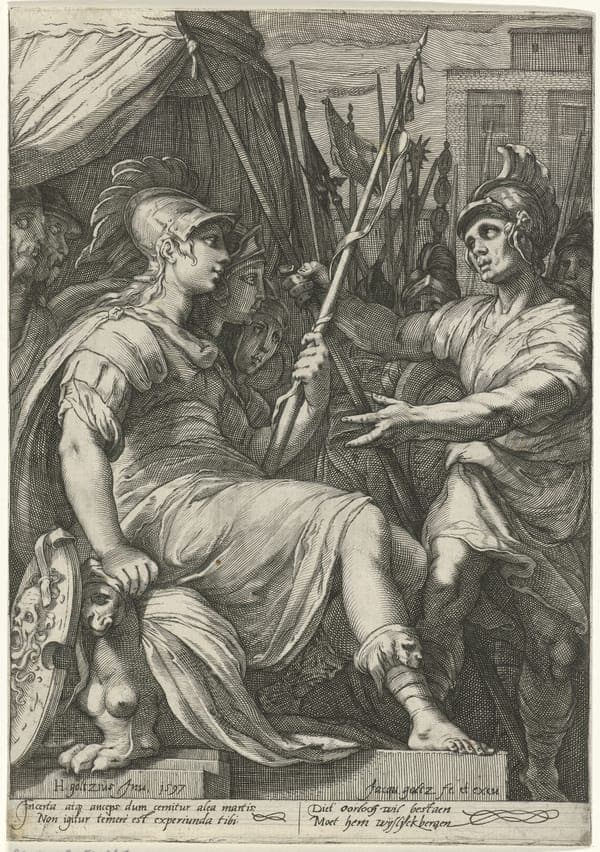 Minerva omgeven door krijgers, RP-P-OB-52.945