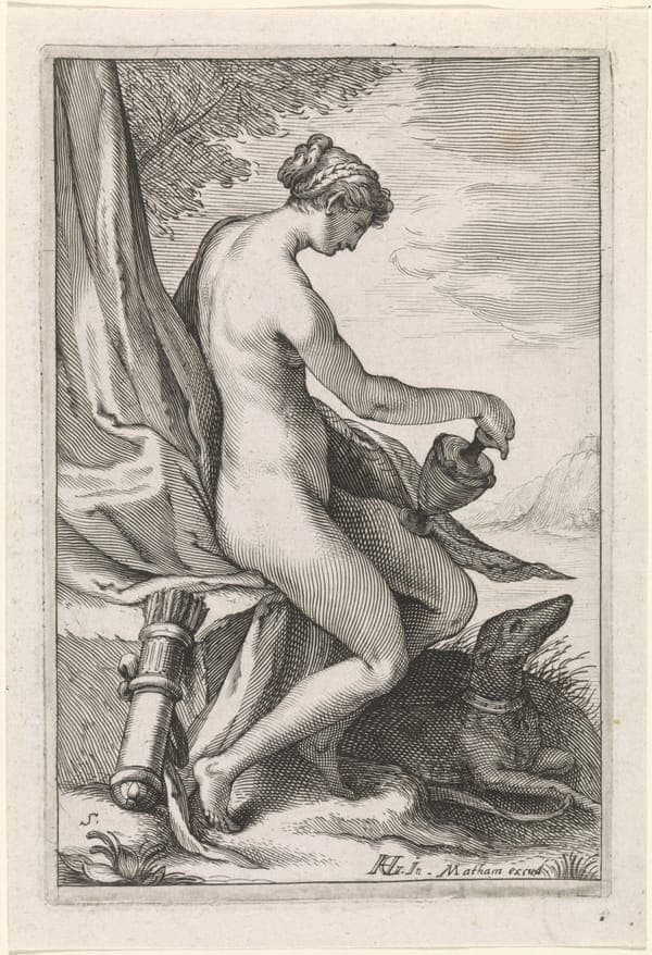 Nimf met hazewindhond