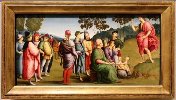 Raffaello sanzio, predica del battista, 1505, 01