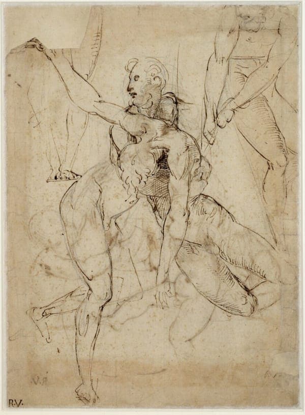 Raffaello - Studien für eine Kreuzabnahme, 245v