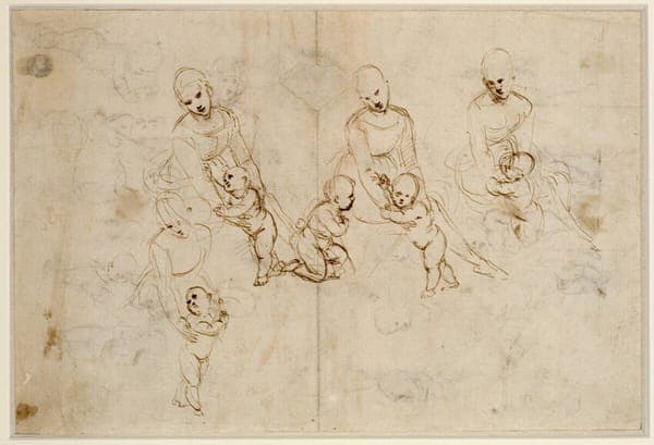 Raffaello - Vier Studien zur Madonna im Grünen, 207r