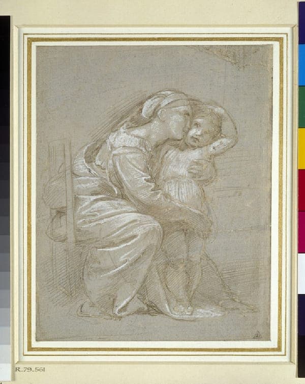 A mother embracing a child