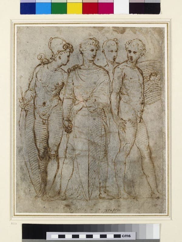 Recto Four standing soldiers