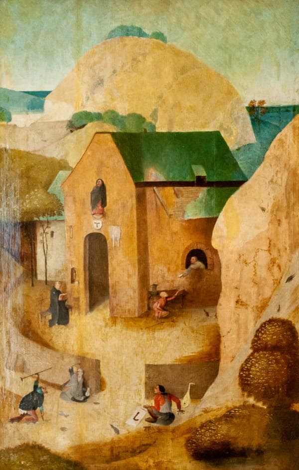 St. Anthony reading before a chapel