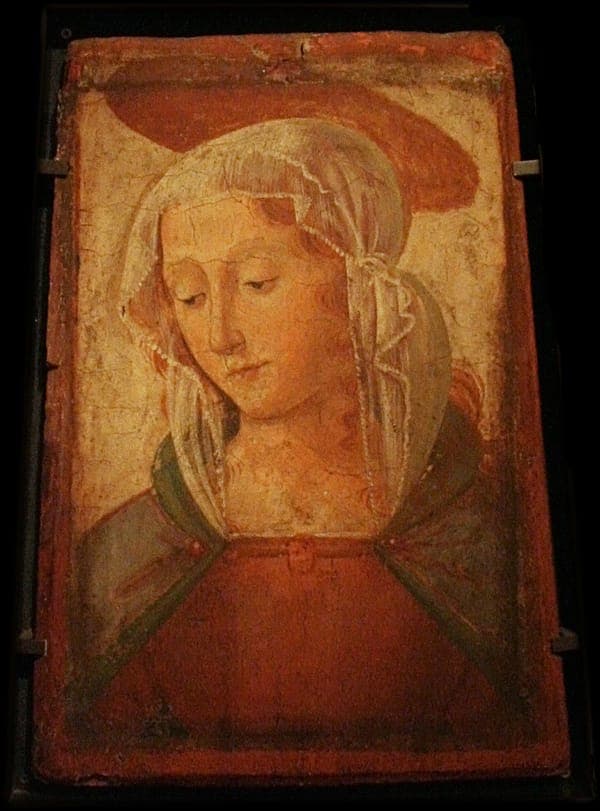 Tête d'une sainte femme avec une auréole
