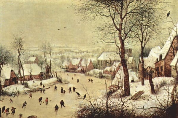 Winter landscape with bird trap