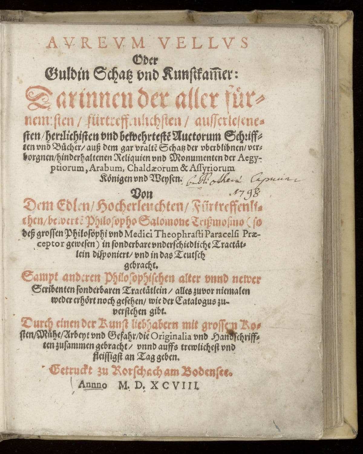 Aureum vellus oder guldin Schatz und Kunstkammer