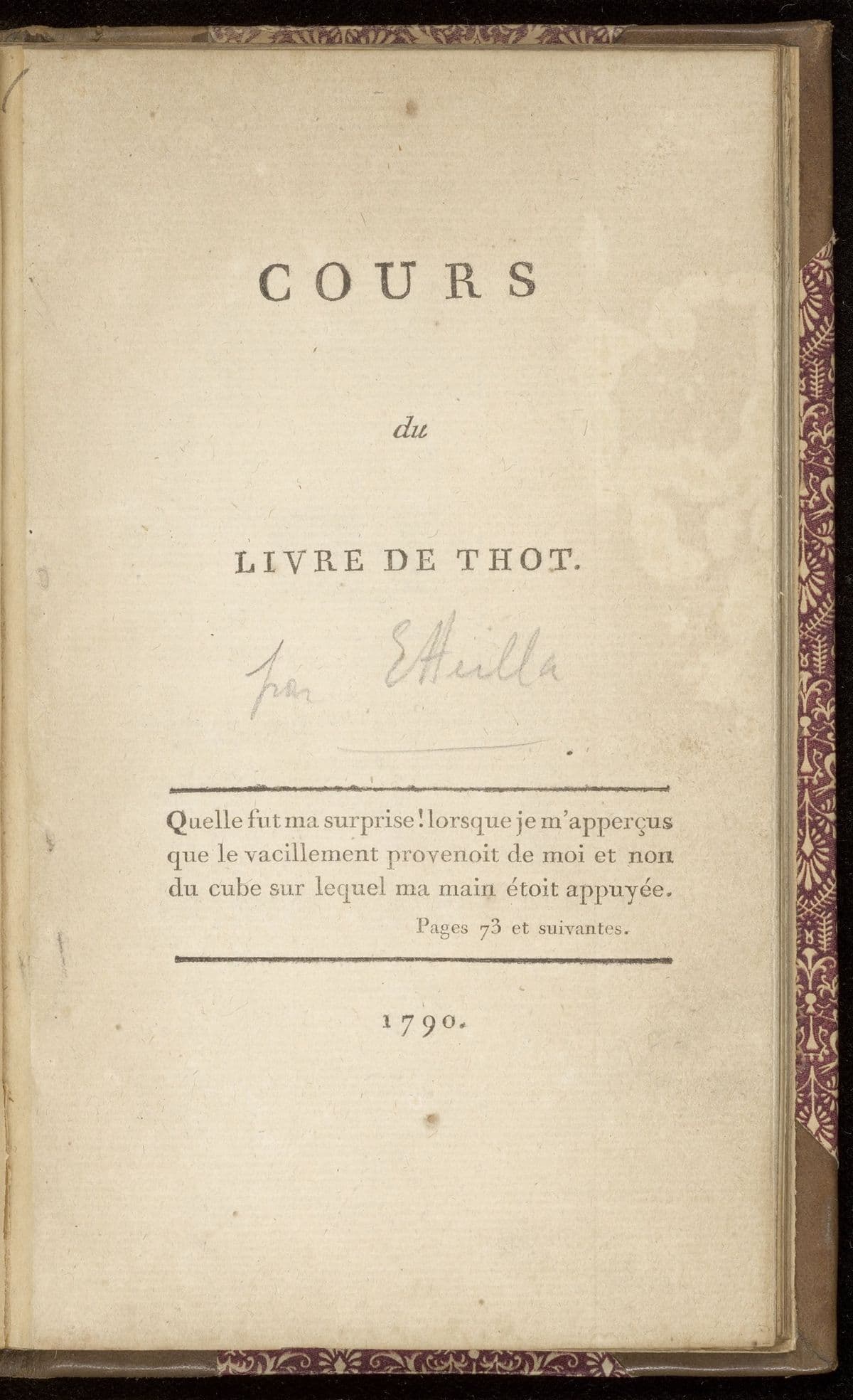 Cours du livre de Thot