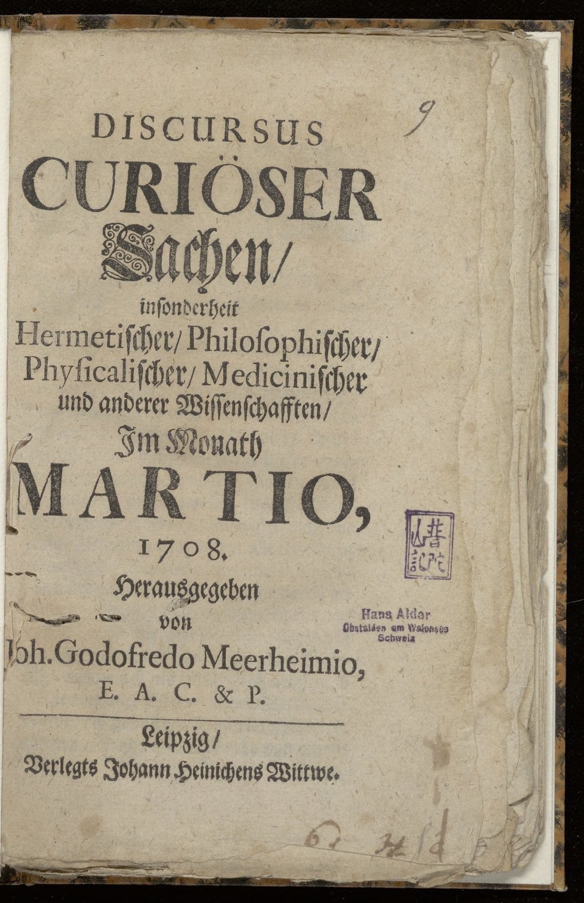 Discursus curiöser Sachen