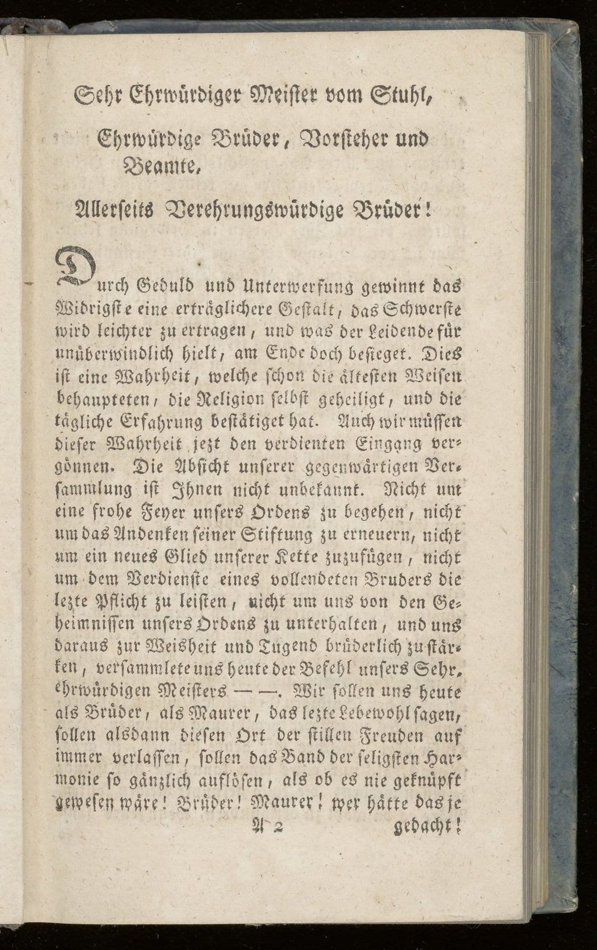Endliches Schicksal des Freymaurer-Ordens in einer Schlussrede