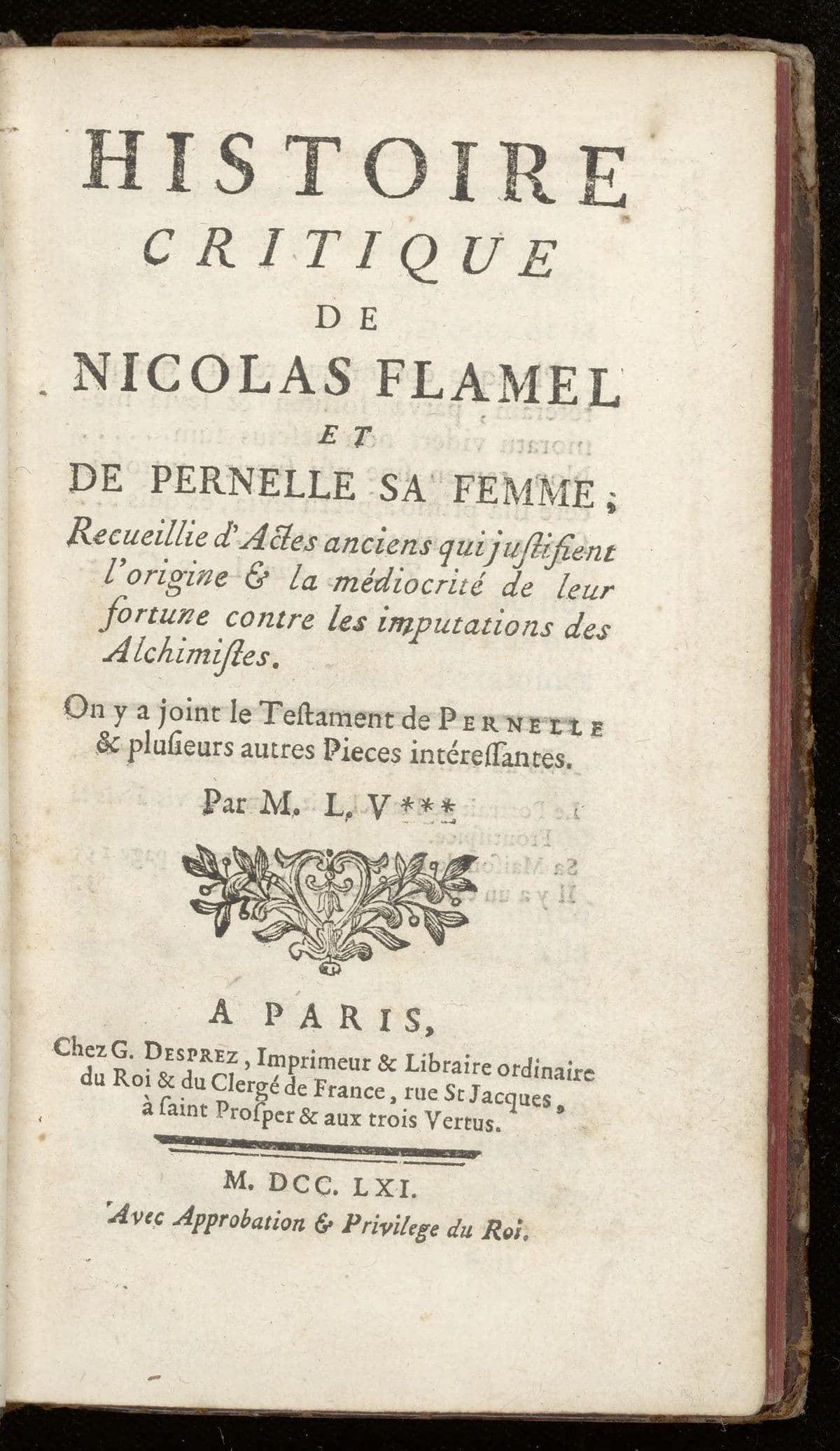 Histoire critique de Nicolas Flamel et de Pernelle sa femme