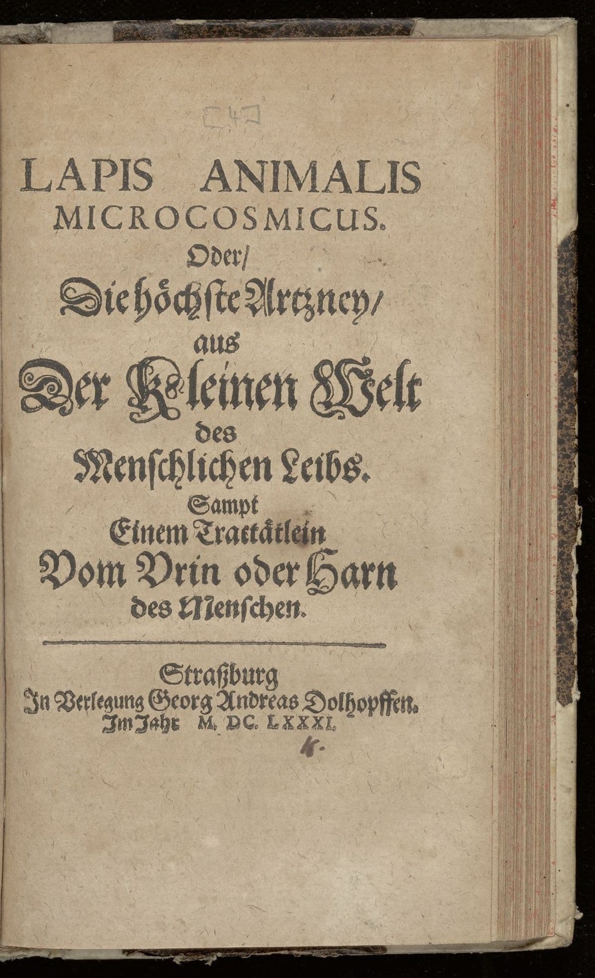 The Microcosmic Animal Stone, or the Supreme Medicine from the Little World of the Human Body