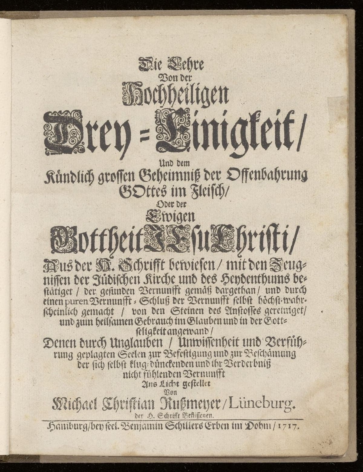 Die Lehre von der hochheiligen Drey-Einigkeit