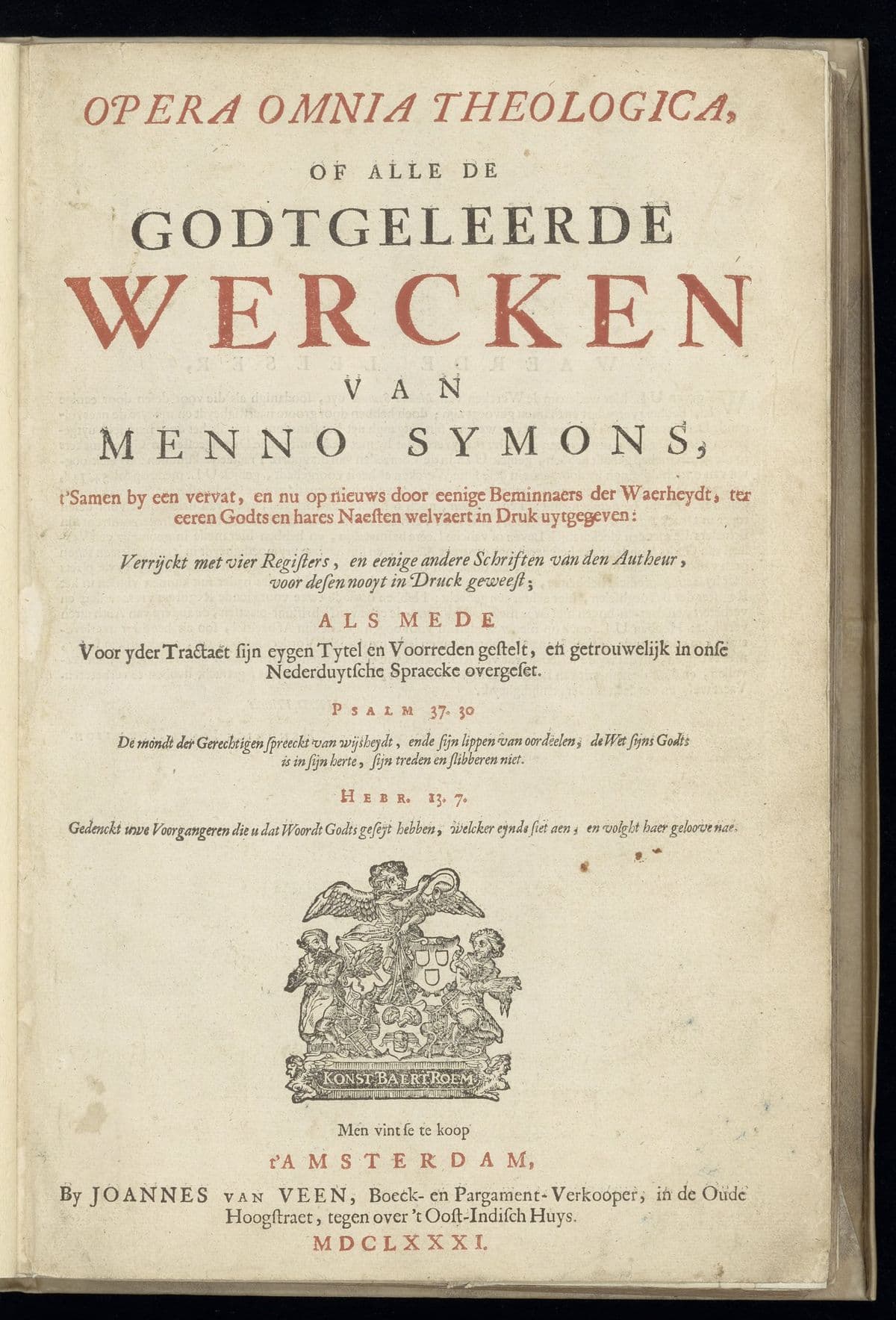 Opera omnia theologica, of alle de godtgeleerde wercken