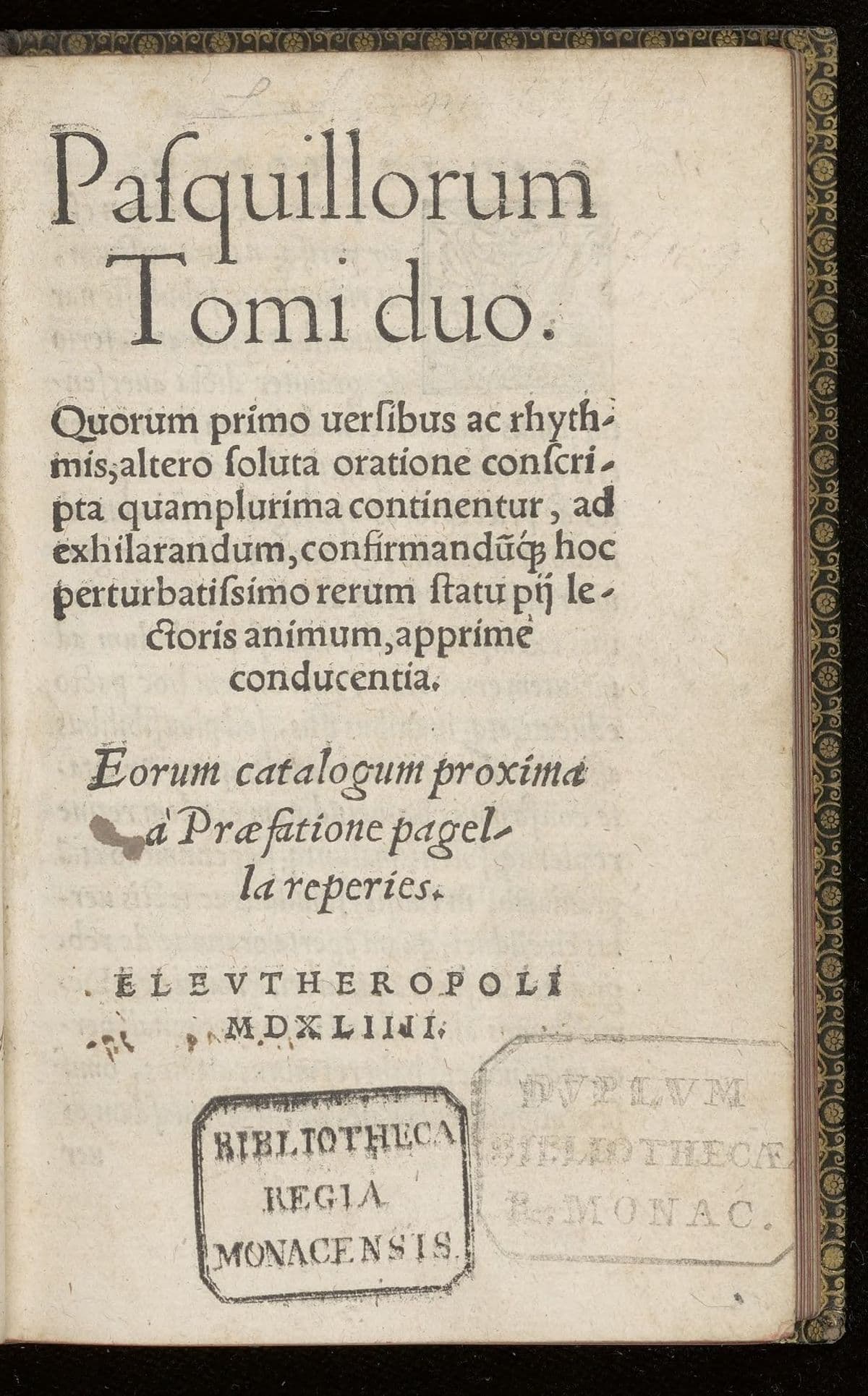 Pasquillorum tomi duo