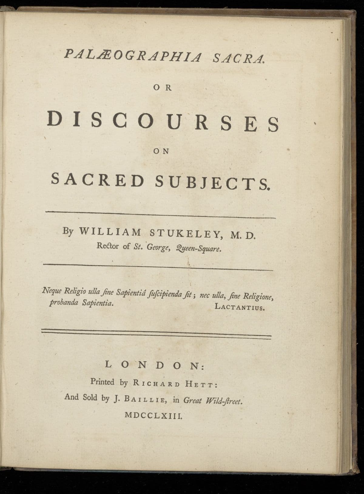 Palaeographia sacra. Or discourses on sacred subjects