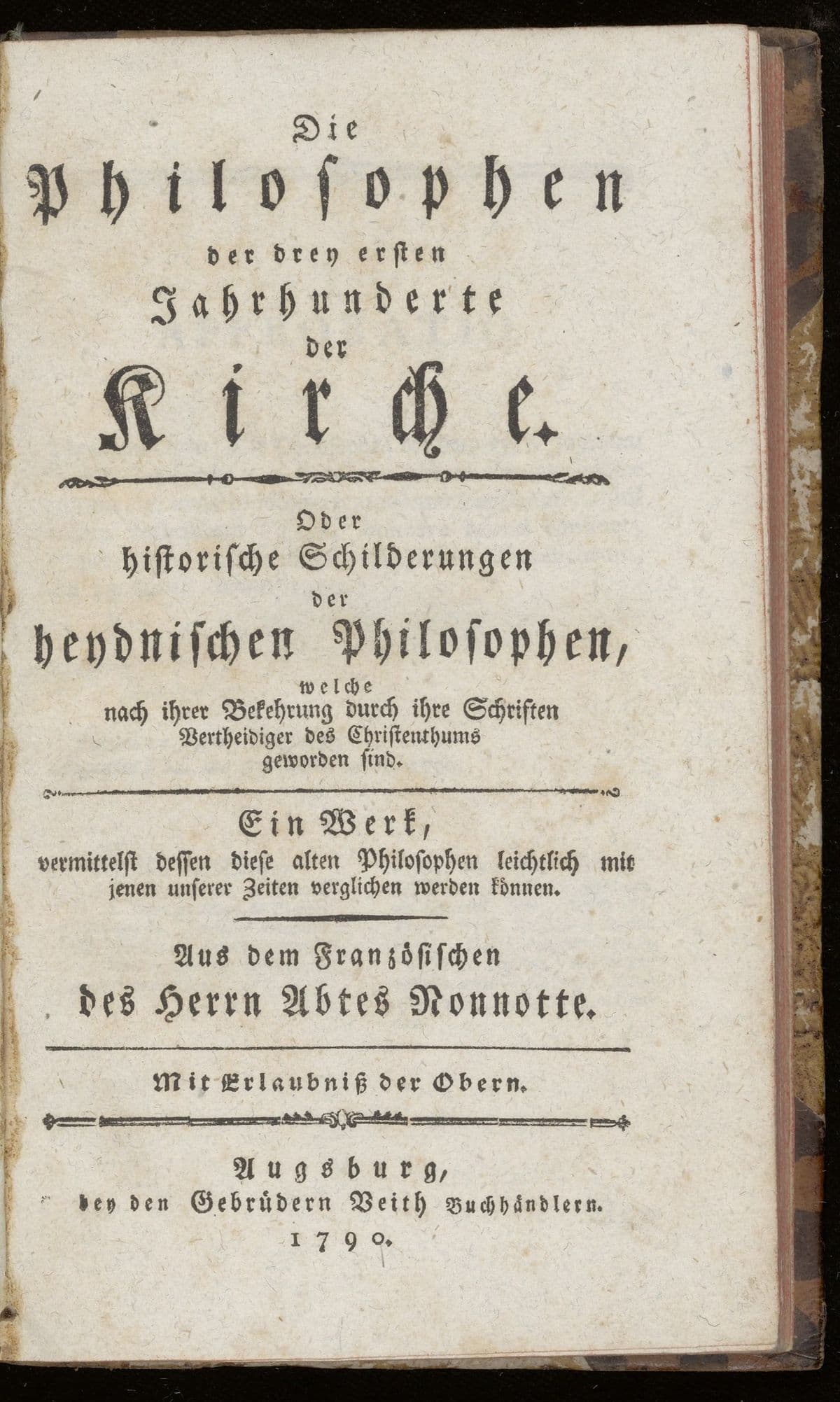 Die Philosophen der drey ersten Jahrhunderte der Kirche