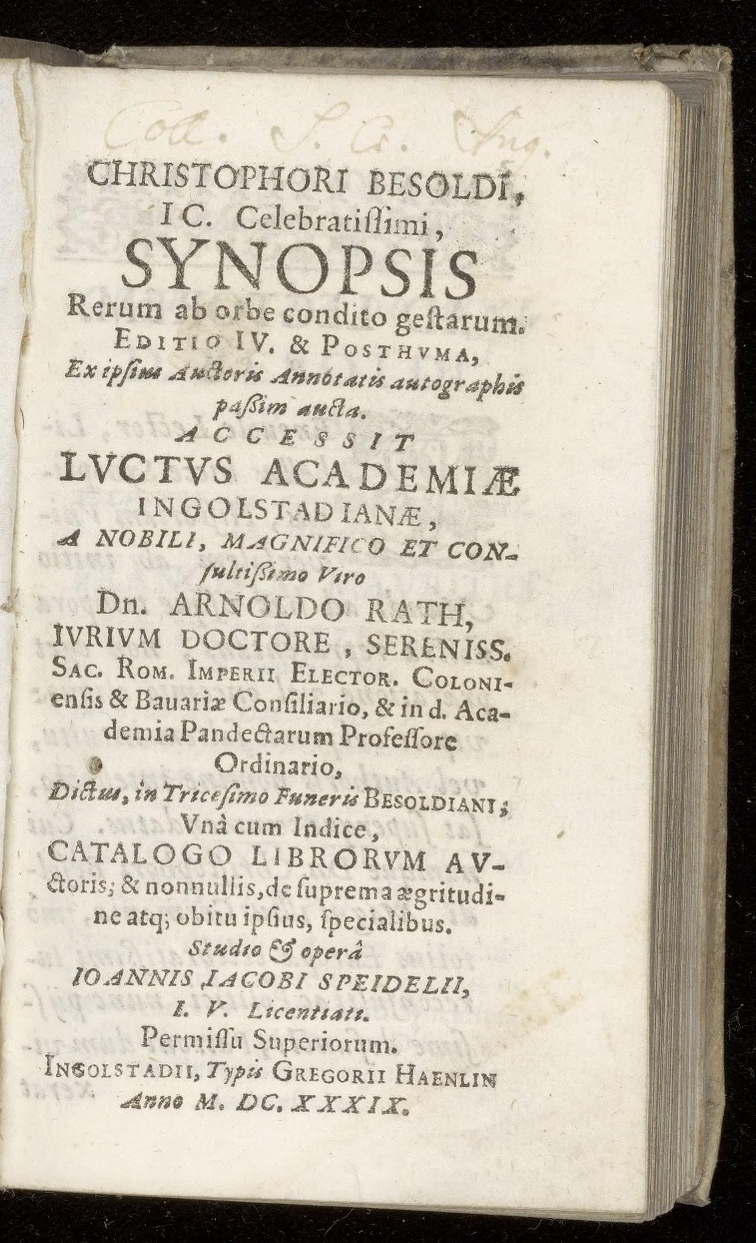 Synopsis rerum ab orbe conditio gestarum