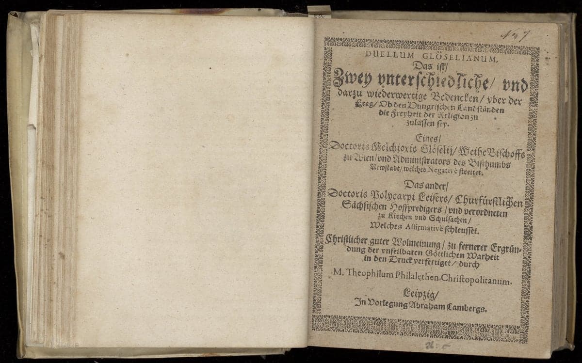 The Glöselian Duel: Two Opposing Opinions on Religious Freedom for the Hungarian Estates
