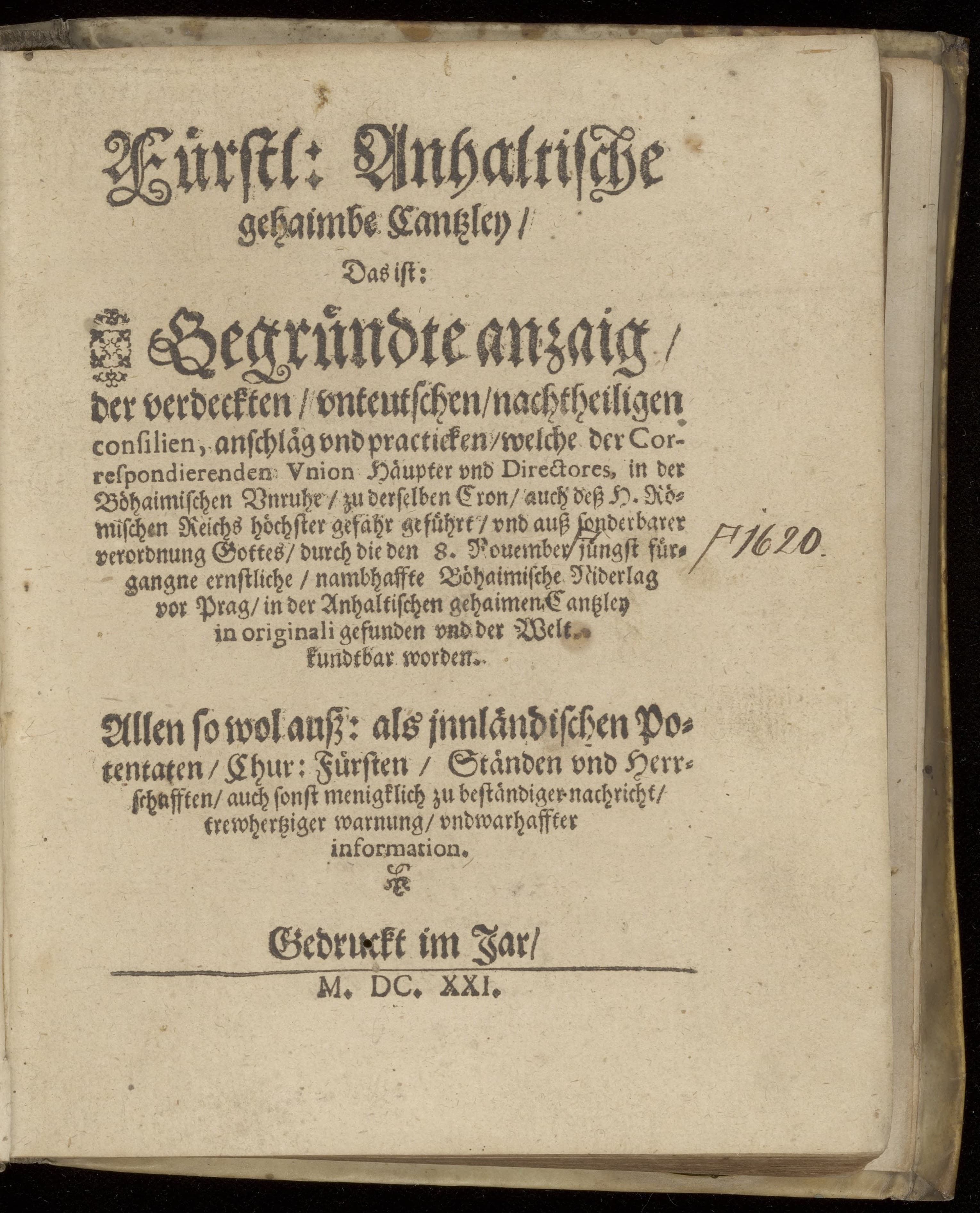 Fürstl. Anhaltische gehaimbe Cantzley